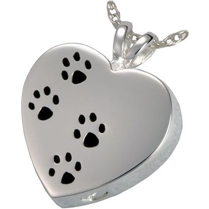 Picture of Silver Paw Print Keepsake Urn Necklace J-004