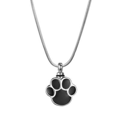 Picture of Black Paw Print Urn Necklace J-620