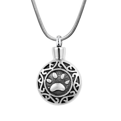 Picture of Circle Paw Print Urn Necklace J-028