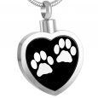 Picture of Black and Silver Paw Print Urn Necklace J-027