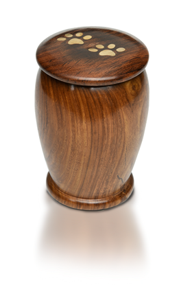 Picture of Rosewood Vase Urn with brass paw print MEDIUM
