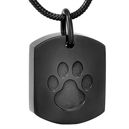 Picture of Black on black dog tag Paw Print necklace J-8003