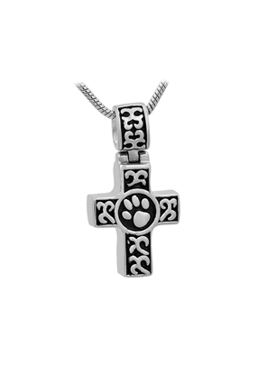 Picture of Celtic Cross with paw print necklace J-780