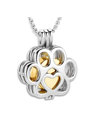 Picture of Silver Paw Locket with Gold cylinder J-260